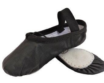 Handmade Leather Ballet Shoes Full Sole Black