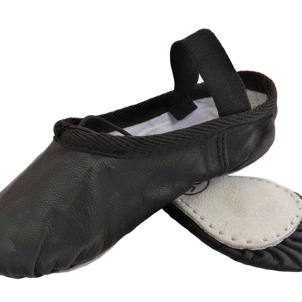 Handmade Leather Ballet Shoes Full Sole Black