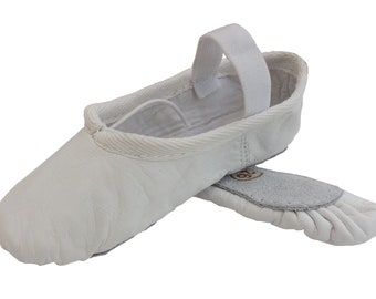 Handmade Leather Ballet Shoes Full Sole White