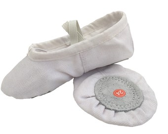 Child Handmade Canvas Ballet Shoes Dance Gymnastic Costume  Split Sole White