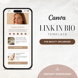 Beauty Influencer Link in Bio Template, Stan Store Dupe, Link Tree Alternate, Instagram Link In Bio, Canva Template, canva web template