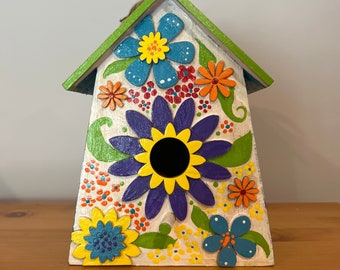 Boho Flowers custom birdhouse