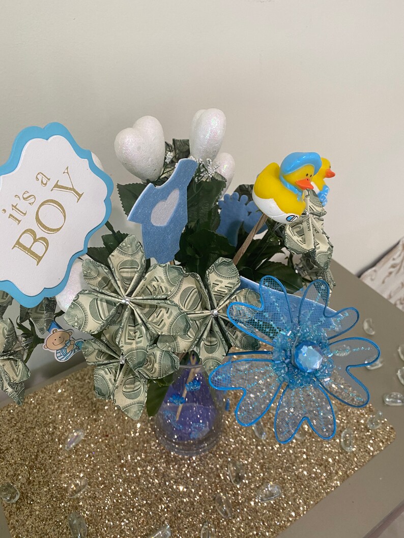 Its a Boy Baby Shower Floral Bouquet Spendable Arrangement Etsy
