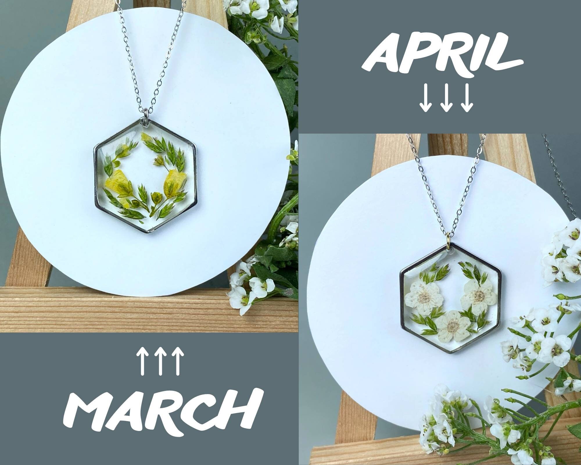 Birth Flower Jewelry Birth Flower Necklace Birth Month Etsy