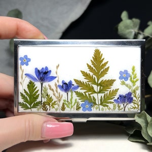 Echte Blumen Visitenkartenhalter, Visitenkartenhalter, Kreditkartenhalter, Visitenkartenetui, Kartenmappe, Kartenhalter Brieftasche