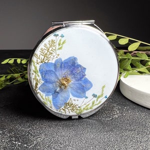 Pocket mirror, Compact mirror, Hand mirror, Makeup mirror, Small mirror, Custom mirror,  Pressed flower art, Real dried flowers mirror