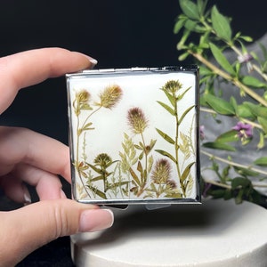 Véritable miroir de fleurs séchées, Miroir de poche, Miroir compact, Miroir à main, Miroir de maquillage, Petit miroir, Miroir compact personnalisé, Miroir à main