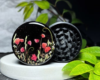 Grinder, Cute grinder, Cool grinder, Herb grinder, 4 piece grinder, Girly grinder, Grinder girls, Metal grinder, Custom flowers grinder