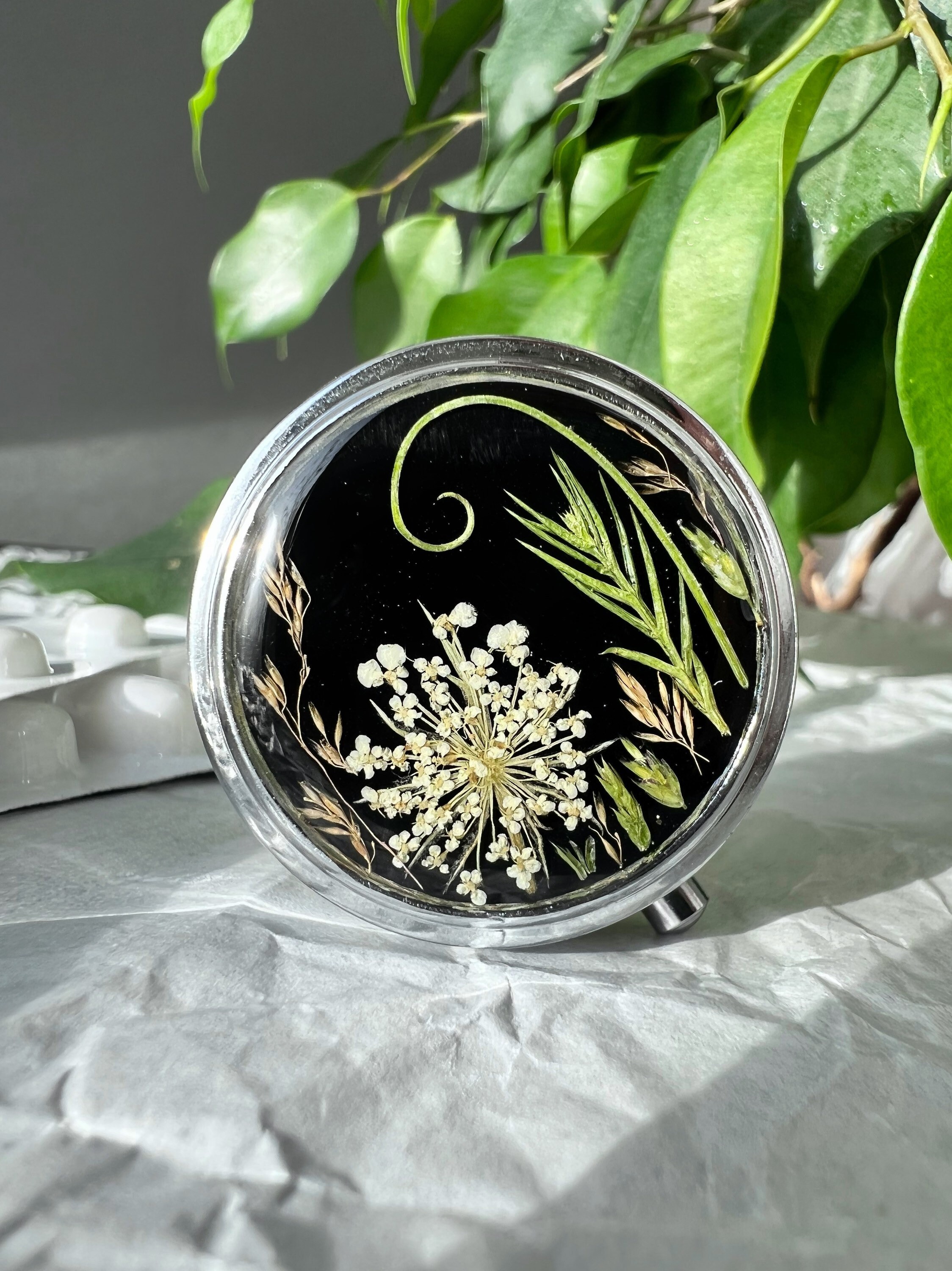 Tiny Pill Box Real Dried Flowers Pill Box Pill Box Pill 