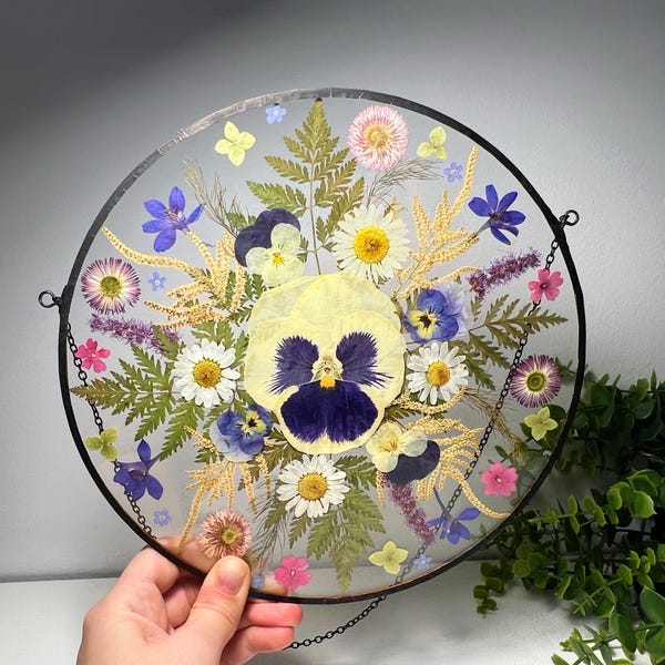 Arte con fiori pressati, Fiori veri, Cornice con fiori pressati, Fiori secchi, Arte botanica da parete, Decorazioni per finestre, Decorazioni floreali, Fiori di campo