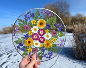 Pressed flower art, Real flowers, Pressed flower frame, Dried flowers, Botanical wall art, Window hangings, Flowers decor, Wildflower