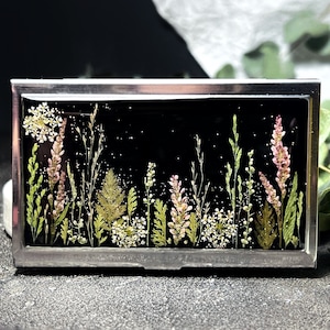 Tarjetero con flores reales, Tarjetero, Tarjetero de crédito, Estuche para tarjetas de visita, Billetera para tarjetas, Billetera porta tarjetas