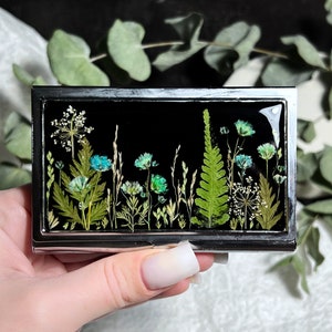 Tarjetero con flores reales, Tarjetero, Tarjetero de crédito, Estuche para tarjetas de visita, Billetera para tarjetas, Billetera porta tarjetas