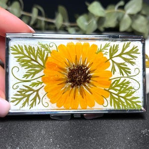 Real flower 7 day pill box, Pill organizer, Pill case, Pill box, Weekly pill organizer, Pill case cute, Orange flowers