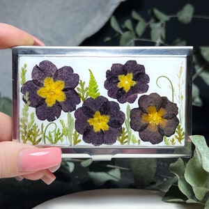 Echte Blumen Visitenkartenhalter, Visitenkartenhalter, Kreditkartenhalter, Visitenkartenetui, Kartenmappe, Kartenhalter Brieftasche