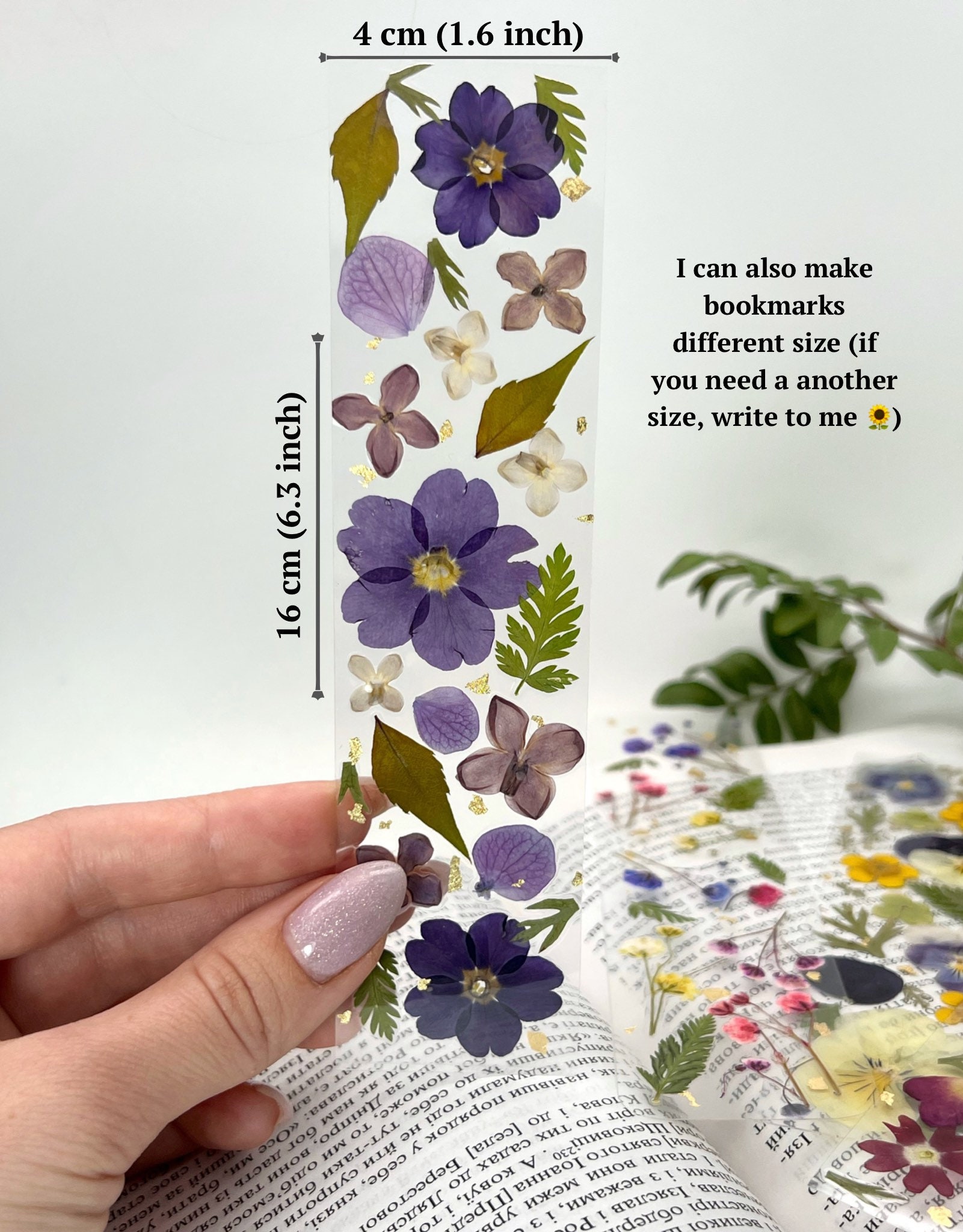 Pressed Flower Bookmark Laminated Bookmark Custom Bookmark Etsy