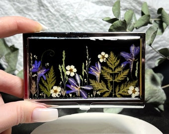 Real flowers business card holder, Business card holder, Credit card holder, Business card case, Card wallet, Card holder wallet