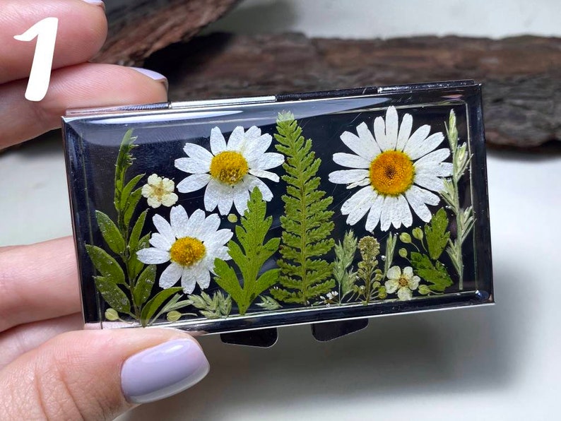 Real Flowers 7 Day Pill Box Pill Box 7 Day Weekly Pill Box Etsy