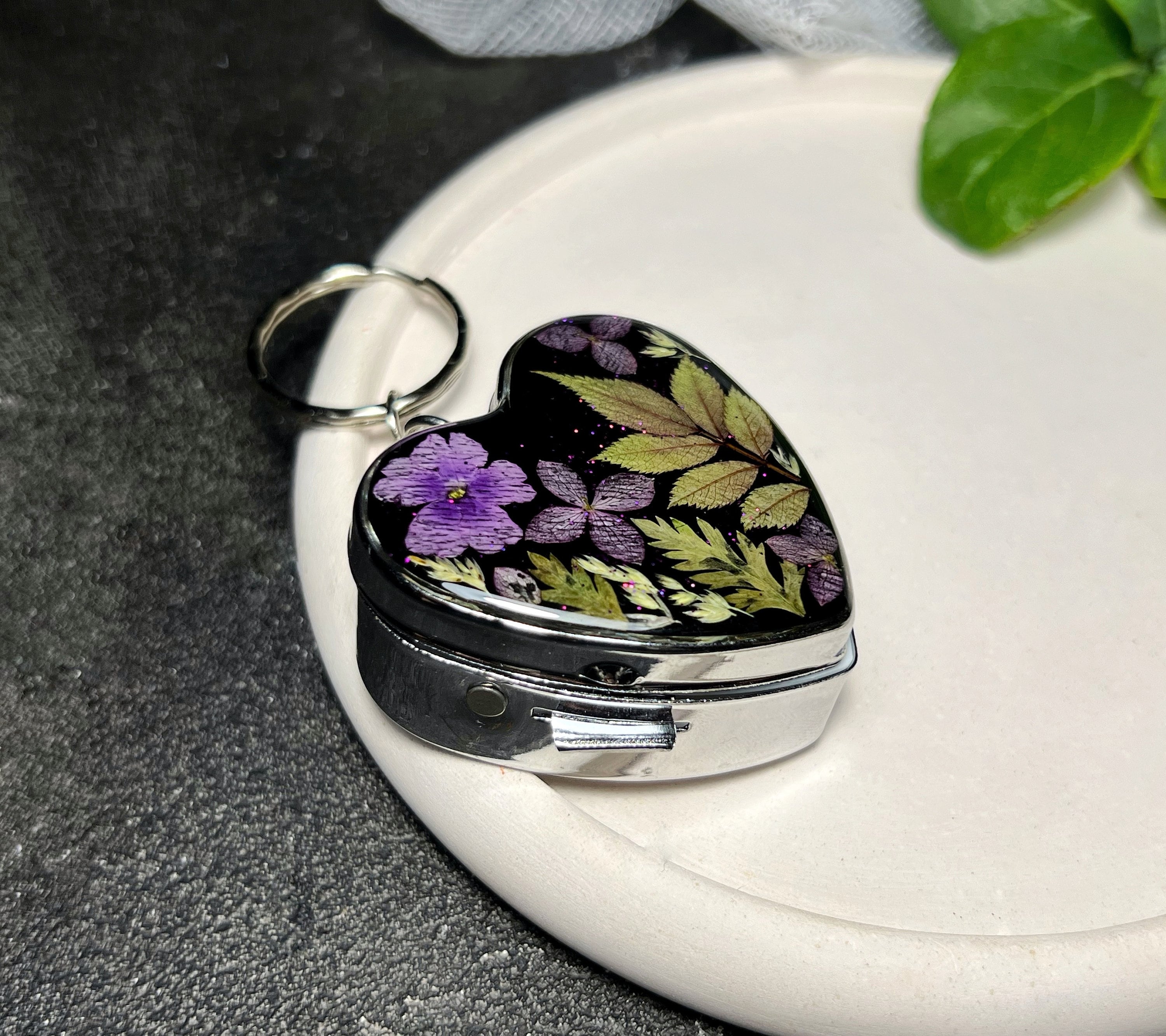 Pill Organizer, Pill Case, Pill Box Keychain, Tiny Pill Box, Flowers ...