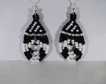 Black and White Beaded Earrings