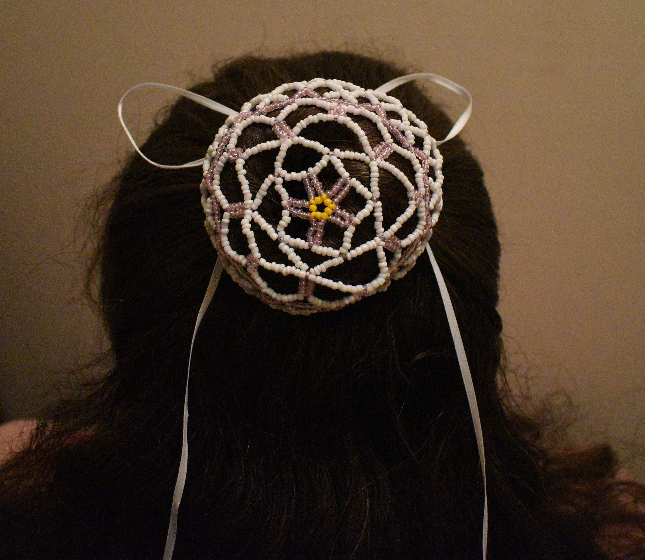 Small Beaded Hair Bun Cover Etsy