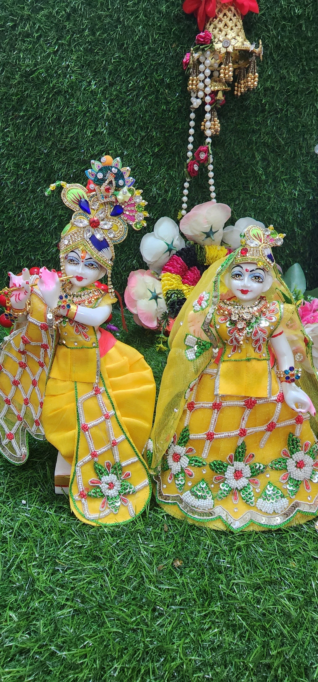 9inch/22cm Radha Krishna Marble Dust Statue religious Gift Etsy