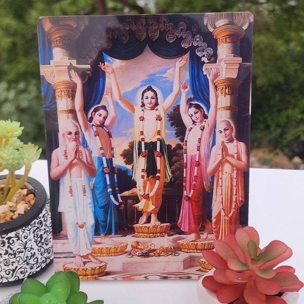 Cadre photo en acrylique panchtattva 20 x 15 cm, cadre photo iskcon pour tous les vaishnav, cadre photo en verre panchtattva, corps solide, déco maison