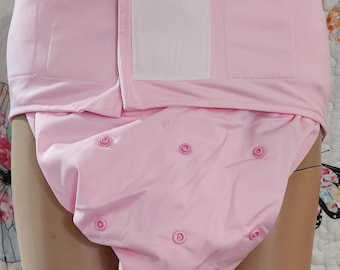 ABDL/Adult Bubble Gum Pink Pocket Diaper Cover. L-XL 44-48.