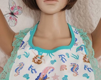 Bibs For Baby's Feeding Time With All The Little Mermaids And All With Lace Trim.