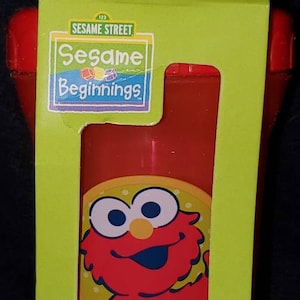 3 SESAME STREET SIPPY CUP Drink Milk School Toddlers BABY ELMO BIG BIRD LOT