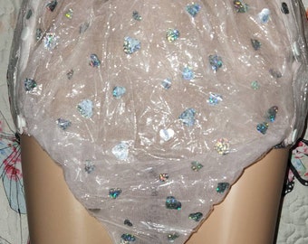 Pretty Pink Water Proof Shiney Hearts Snap Up Diaper Cover. Size (L). Fitting Waists From 28-37.