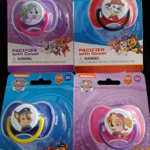 4 Pack Paw Patrol Pacifier Small Teet Set. Skye-chase-marshall and Everest.  