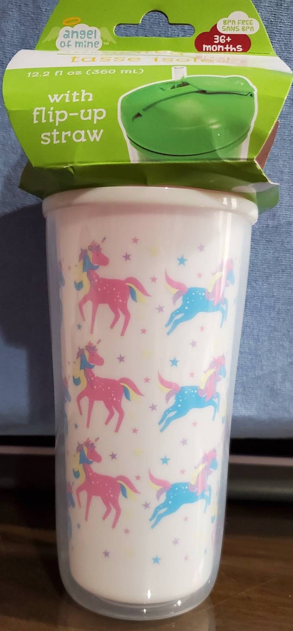All About Unicorns Insulated Sippy Cup With Foldable Straw. 12.2 Ozs. 
