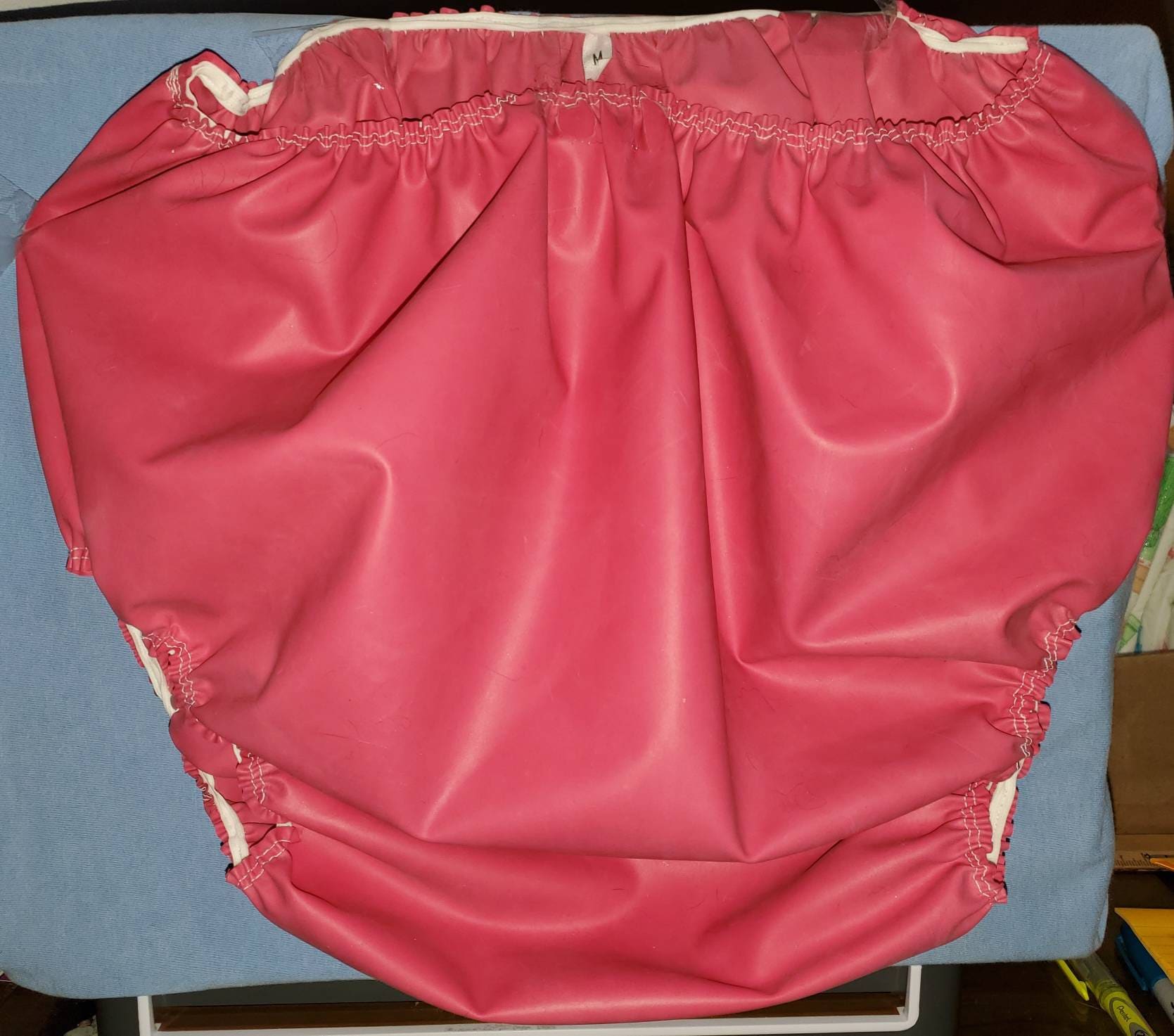 ABDL Latex Rubberized Med-Large Waterproof Diaper Cover. Darker Pinkish In  Color.
