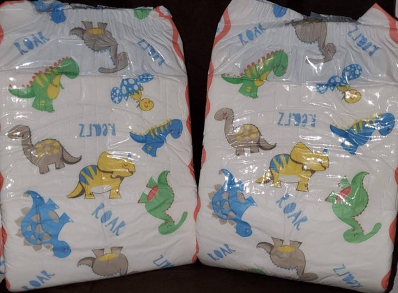 ABDL ADULT Diapers Dinosaurs 2 Pack Large Diapers by Rearz - Etsy