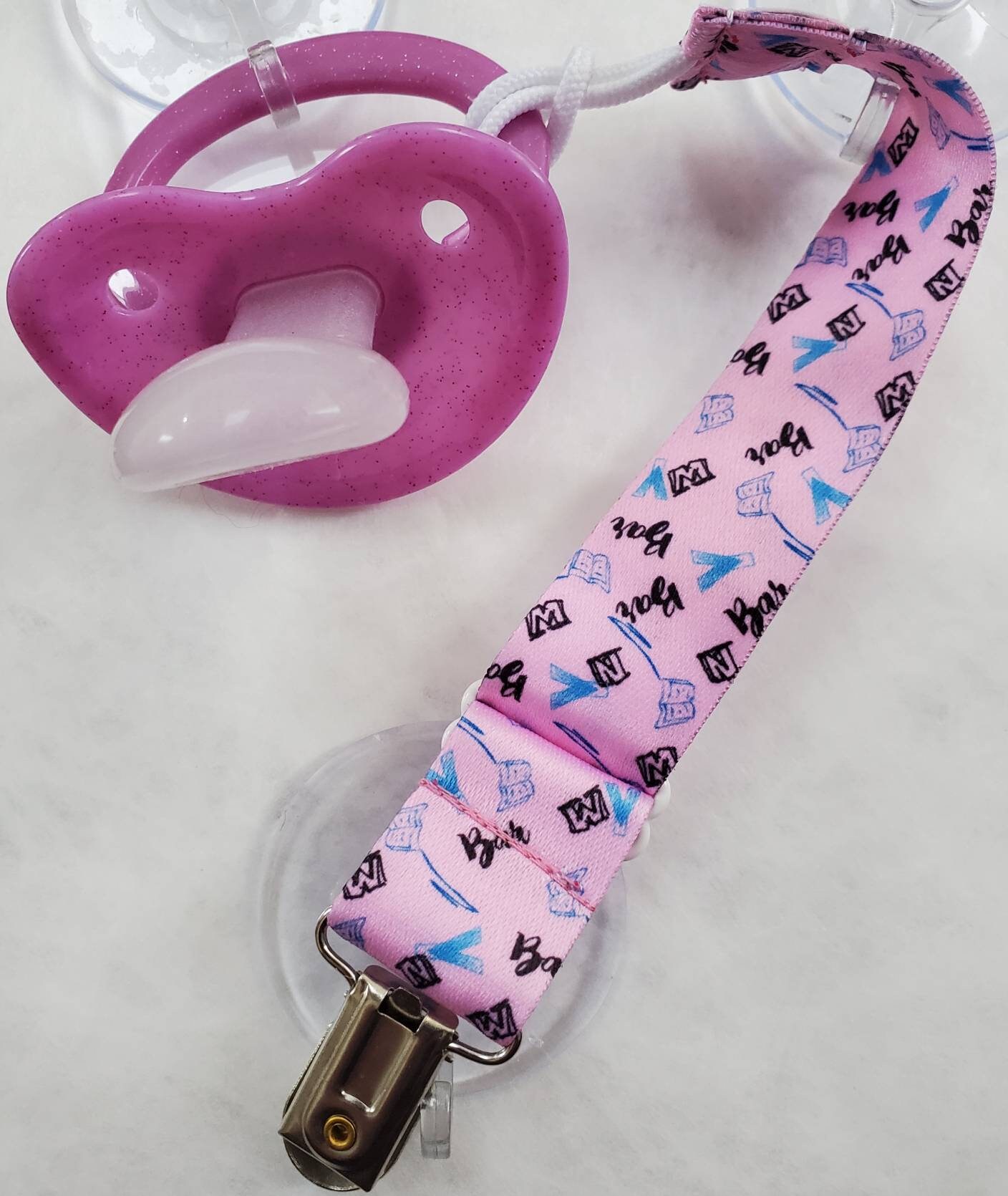 ADULT Pacifier with strap and clip Etsy
