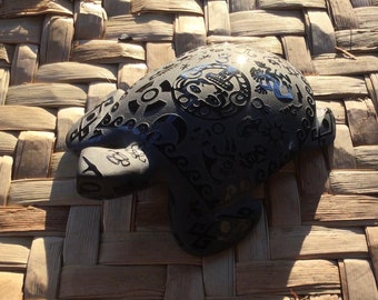 Aztec stone turtle engraved obsidian Aztec symbols Magnificent gemstone- Collection stone- home decoration Feng-Shui