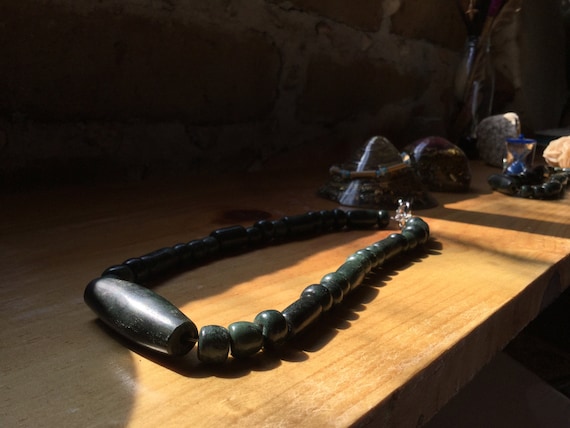 Guatemalan Jade Maya stone beads tubes necklace armony & protection stone Guatemalan Jade Maya stone beads tubes necklace armony & protection stone