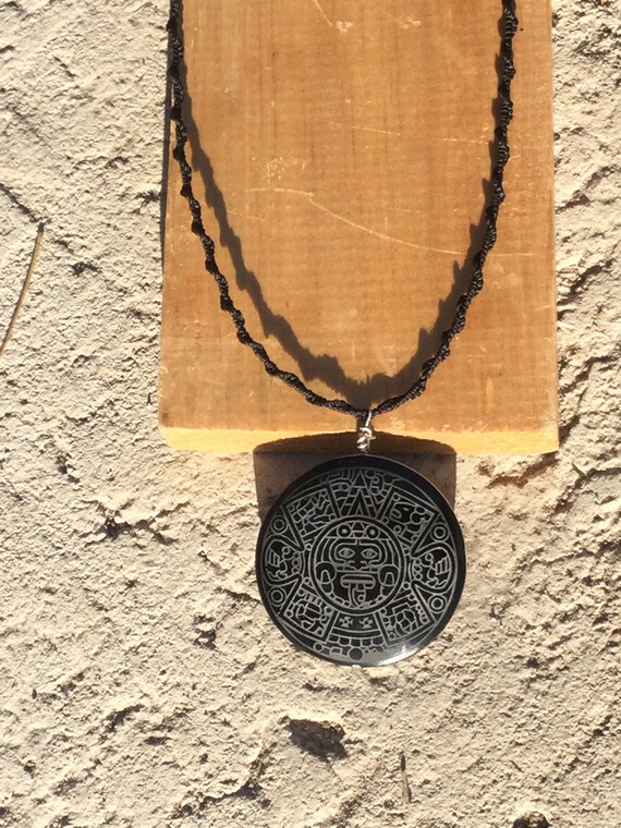 Ollin Sun Stone Aztec Calendar Engraved 