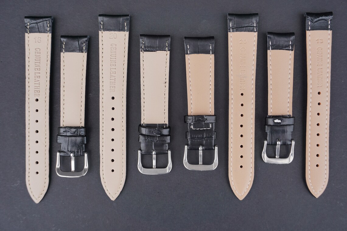 Black Leather Padded Watch Strap 18mm 20mm Complete With New Etsy