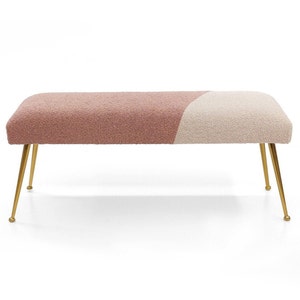 Bench | Pouf |  Furniture upholstered | Bench Handmade | Footstool | Ottoman | Smooth seat for entry | Decor seat beige | Otomi upholstered