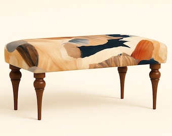 Banc Rembourré|Siège Fait Main| Pouf Hallway Patterned Velvet Ottoman | Repose-pieds | banquette de salle à manger | tabouret pouf tapissé