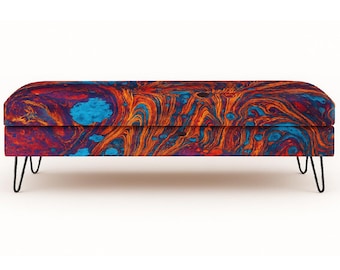 Table Basse Pouf Rembourrée – Tissu et Pieds Personnalisables – Banc Élégant pour Salon