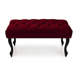 Sedile Chesterfield Maroon, panca per corridoio, pouf per scarpe, bottoni chesterfiled profondi, panca d'ingresso in velluto,tessuto marrone