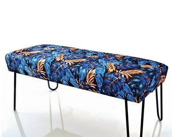 Monster Bench | upholstered bench |comfortable bench | entryway bench | modern bench | loft style | tropical botanical style | bedroom bench