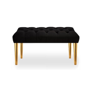 Tufted Upholstered Bench – Handmade Chesterfield Style Seat with Wooden or Metal Legs, Decorative Pouffe for Bedroom, Living Room, Hallway
