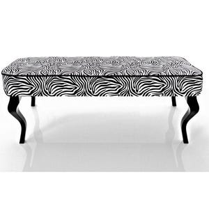 Hallway Animal Pattern Seat | Smooth Seat | Zebra Pattern| Handmade Pouffe | Glamor Legs | Industrial Bench | Wooden Legs | Ottoman bench