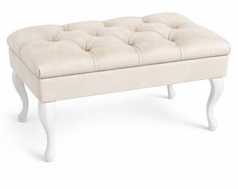 Coffre, banquette avec rangement, coffre chesterfield rembourré, banc avec rangement, siège avec rangement, boîte rembourrée vert bouteille