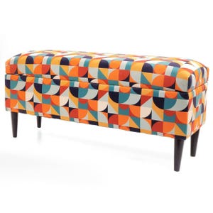 Trunk in patterns|bench with storage|upholstered chest|pouffe with storage|seat with storage|upholstered box |material in different patterns