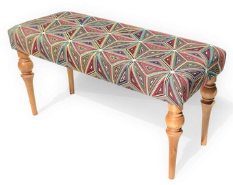 Bench Upholstered | Seat Handmade | Pouffe Hallway | Patterned Velvet | Ottoman seat | foot stool | foot rest | stool seat | bathroom table
